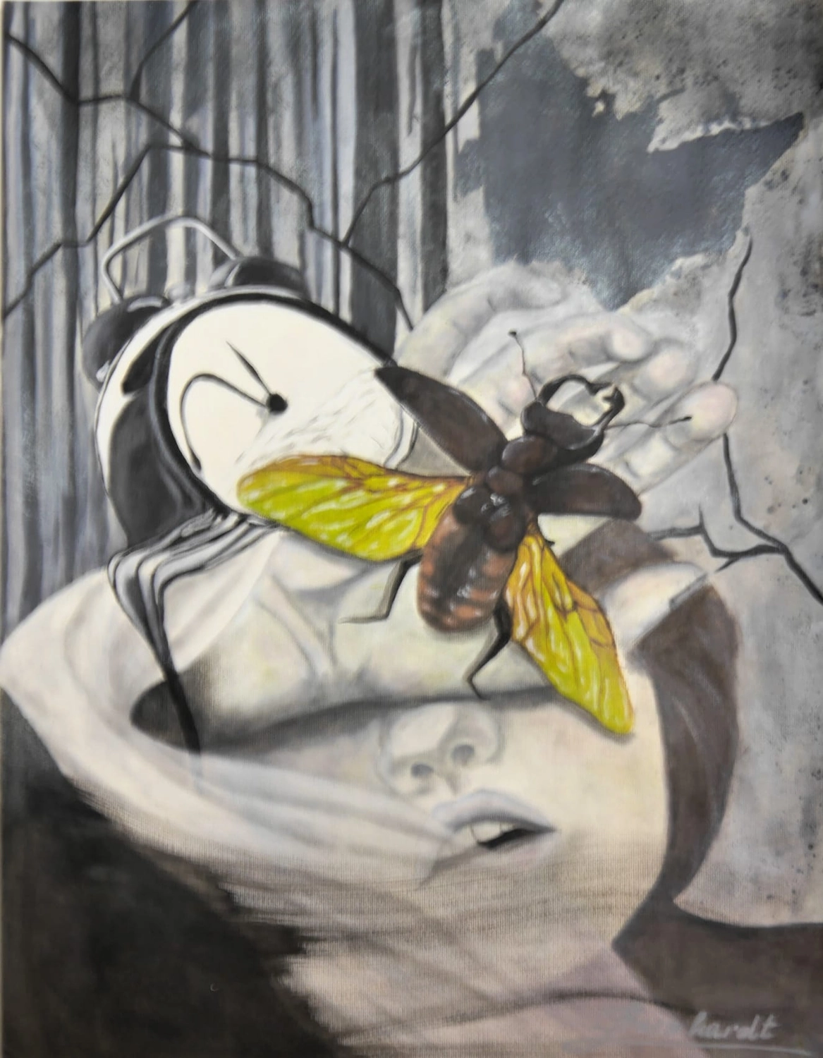 BernhardtArt - Kunstwerk - Der Fluß der Zeit Graustufenporträt