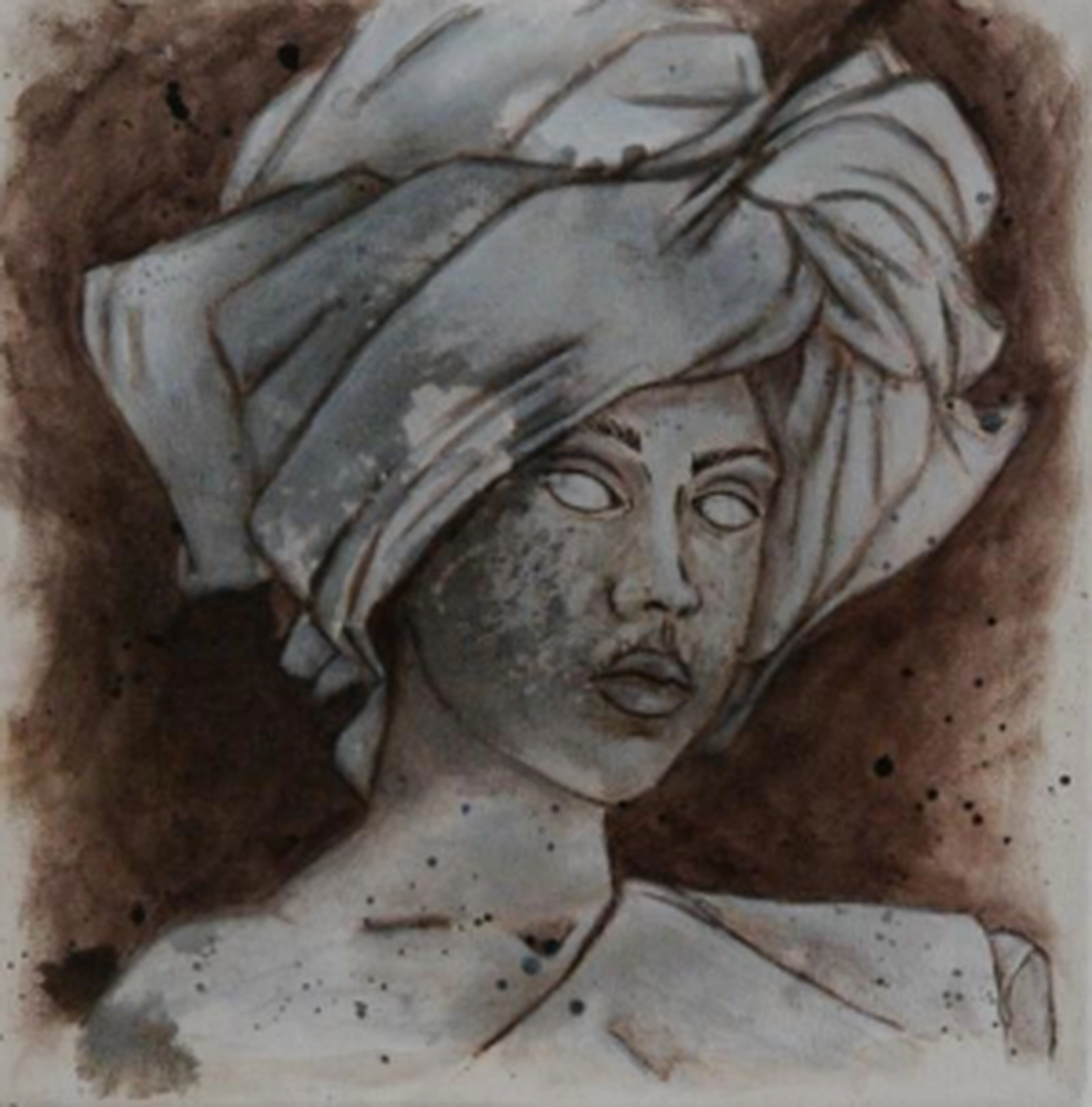 BernhardtArt - Kunstwerk - Skizzen von weiblichen Büsten in einer grauen und braunen Farbpalette.