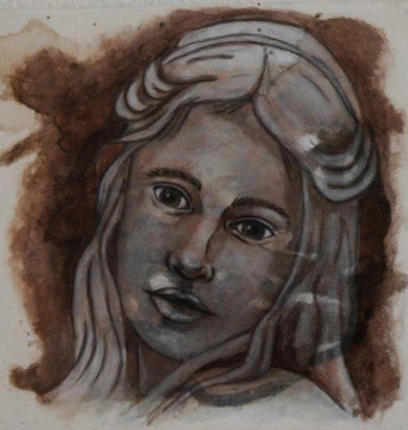 BernhardtArt - Kunstwerk - Skizzen von weiblichen Büsten in einer grauen und braunen Farbpalette.