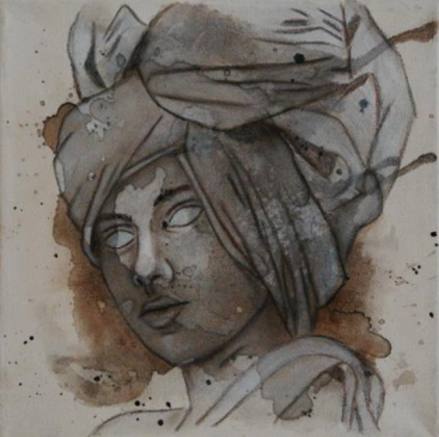 BernhardtArt - Kunstwerk - Skizzen von weiblichen Büsten in einer grauen und braunen Farbpalette.